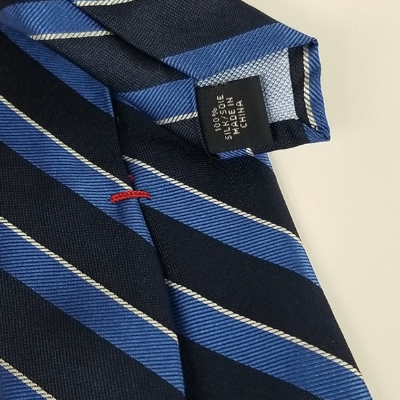 Tommy Hilfiger Blue Striped Silk Tie - Picture 11 of 16